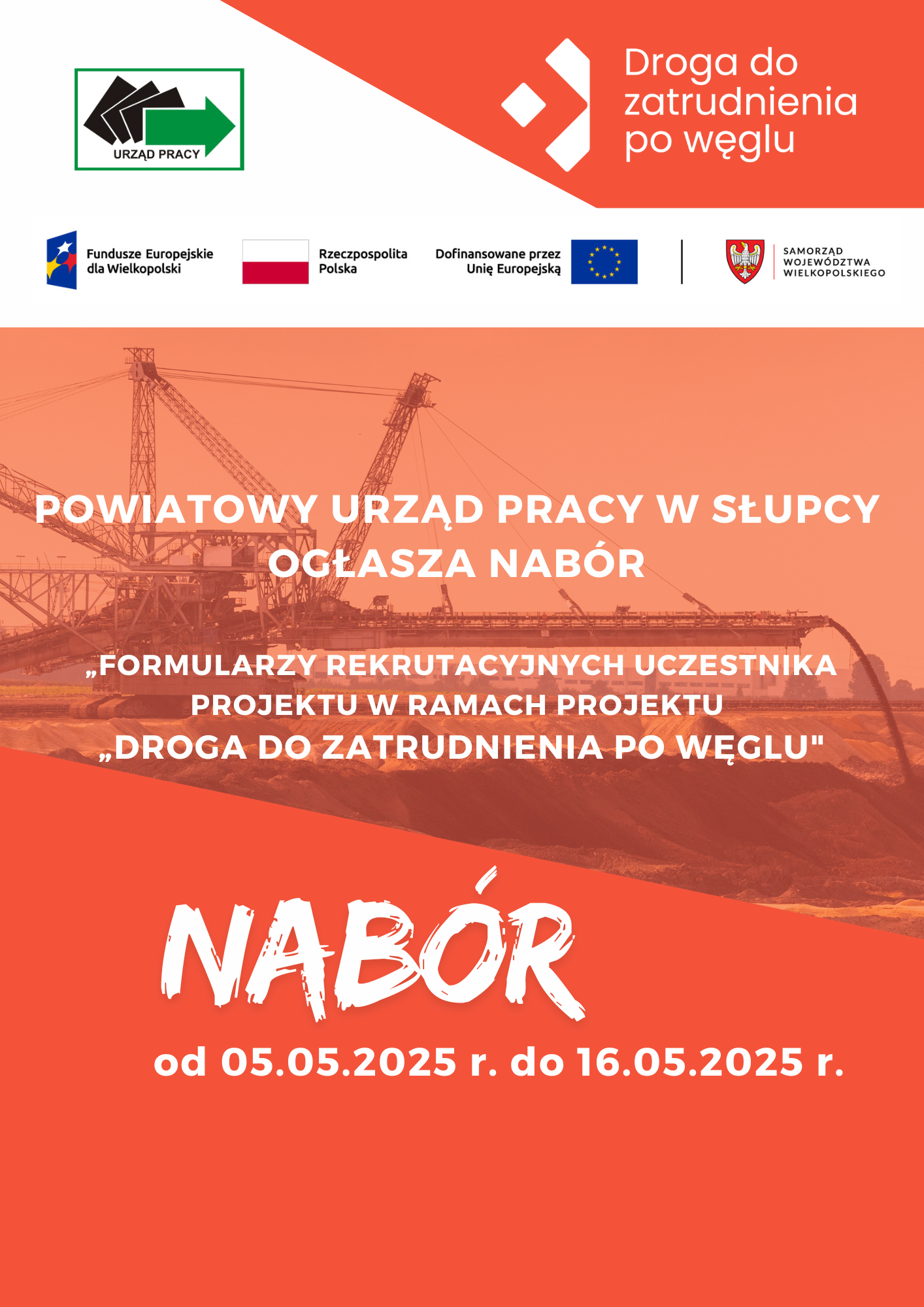Zdjęcie artykułu Nabór od 5 maja 2025 r. „Formularzy rekrutacyjnych Uczestnika Projektu" w ramach projektu Droga do zatrudnienia po węglu