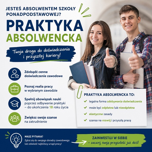 Obrazek dla: PRAKTYKA ABSOLWENCKA DLA NIEPEŁNOLETNICH ABSOLWENTÓW